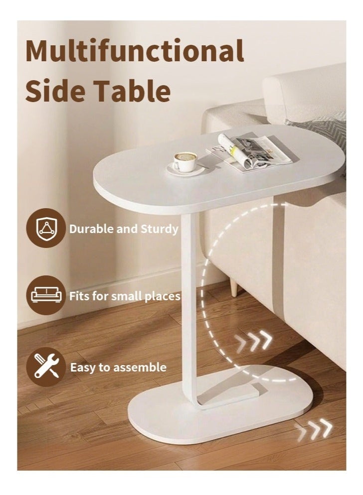 Exquisite C Shaped Side Table with Metal Frame Service Table Coffee Bed Couch End Table Laptop Holder Table for Living Room Bedroom Bedside - Image 3