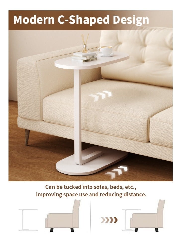 Exquisite C Shaped Side Table with Metal Frame Service Table Coffee Bed Couch End Table Laptop Holder Table for Living Room Bedroom Bedside - Image 5