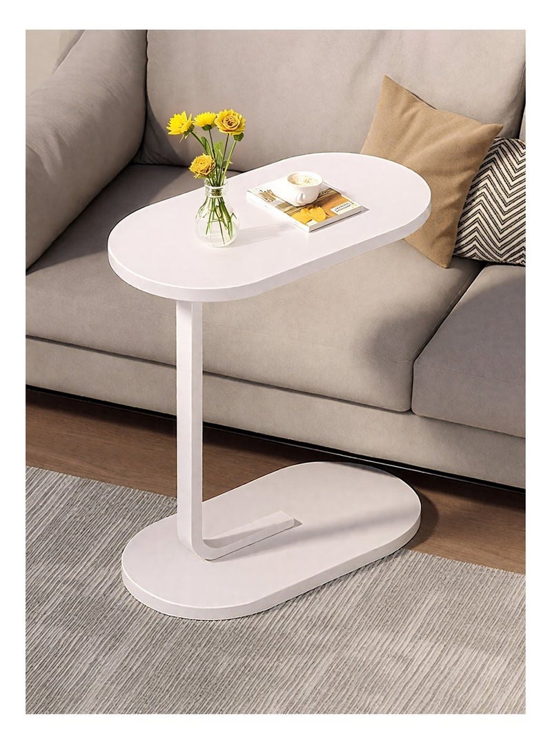 Exquisite C Shaped Side Table with Metal Frame Service Table Coffee Bed Couch End Table Laptop Holder Table for Living Room Bedroom Bedside - Image 1