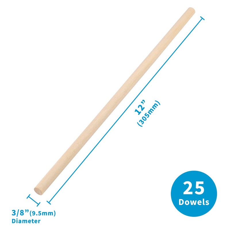 Craftiff Wooden Dowel Rods 3/8 inch x 12 inch for Crafting and Macrame 25 Pack by Craftiff (Pack of 25) - Image 2