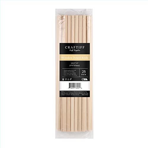 Craftiff Wooden Dowel Rods 3/8 inch x 12 inch for Crafting and Macrame 25 Pack by Craftiff (Pack of 25) - Image 4