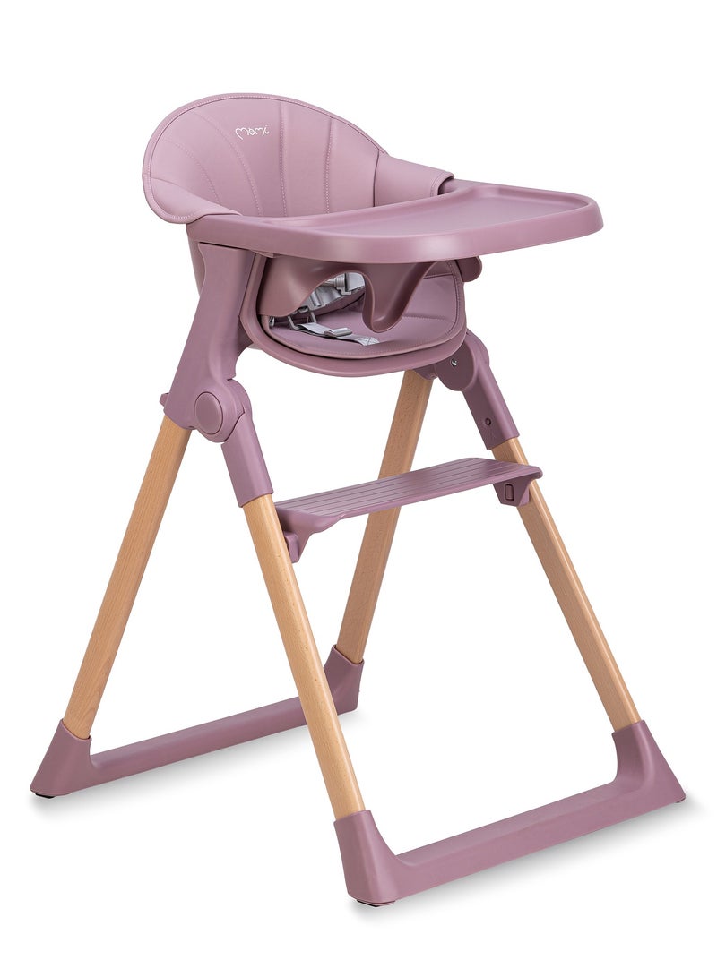 Momi KALA Comfortable Baby Feeding High Chair with Adjustable Tray, Foldable High Chair with Safety Belts for Babies Toddler 6-36 Month of Age - Pink  - Image 1
