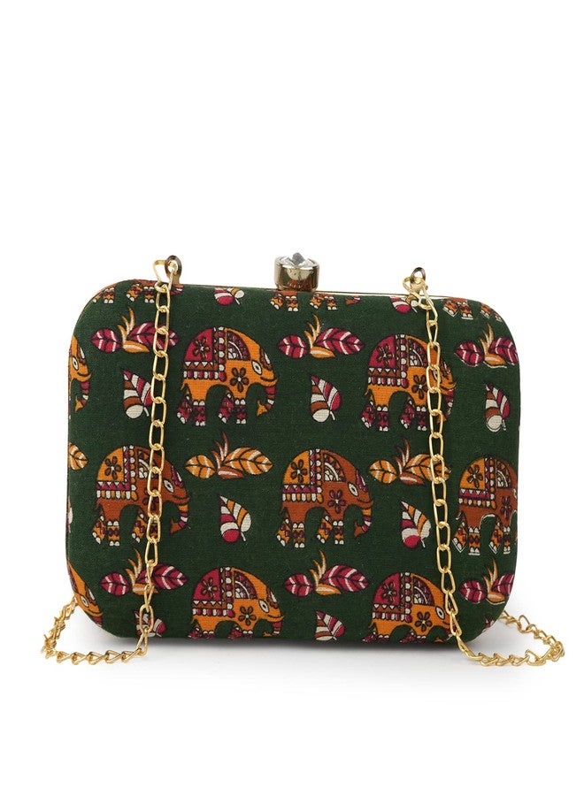 NORVE PU Elegant Fancy Designer Wedding Party Classy Trendy Clasp Closure Gold Chain Strap Crossbody Clutch For Women & Girl - Image 2