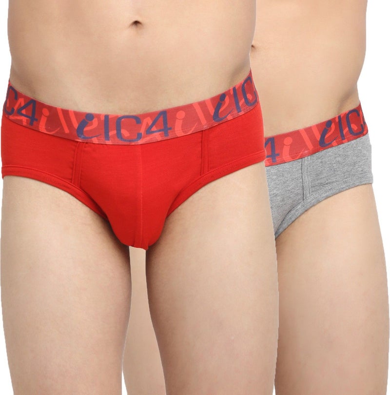 IC4 Store Men's Classic Briefs Combo Pack of 2 - Red and Grey - Image 1