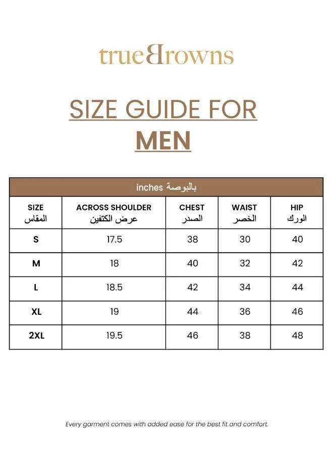 ترو برونز Men's Ivory Printed Short Kurta