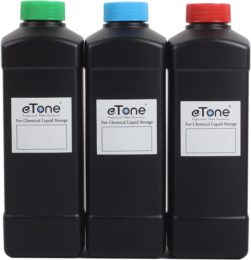 eTone 3x 1000ml Darkroom Chemical Storage Bottles Film Photo Developing Processing 1L Practical experience crafted - Image 1