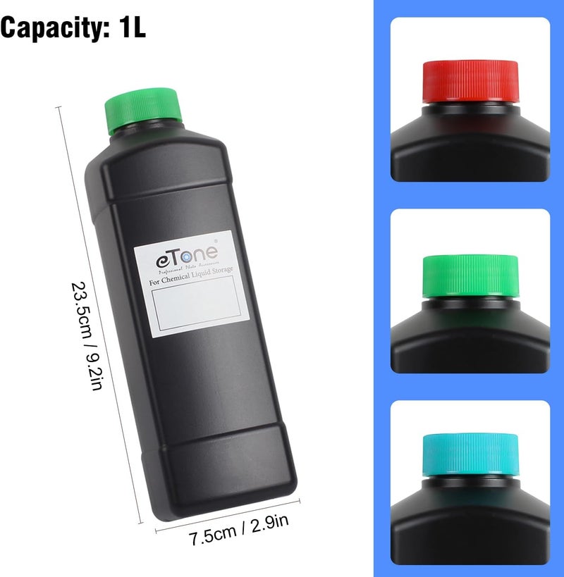 eTone 3x 1000ml Darkroom Chemical Storage Bottles Film Photo Developing Processing 1L Practical experience crafted - Image 4