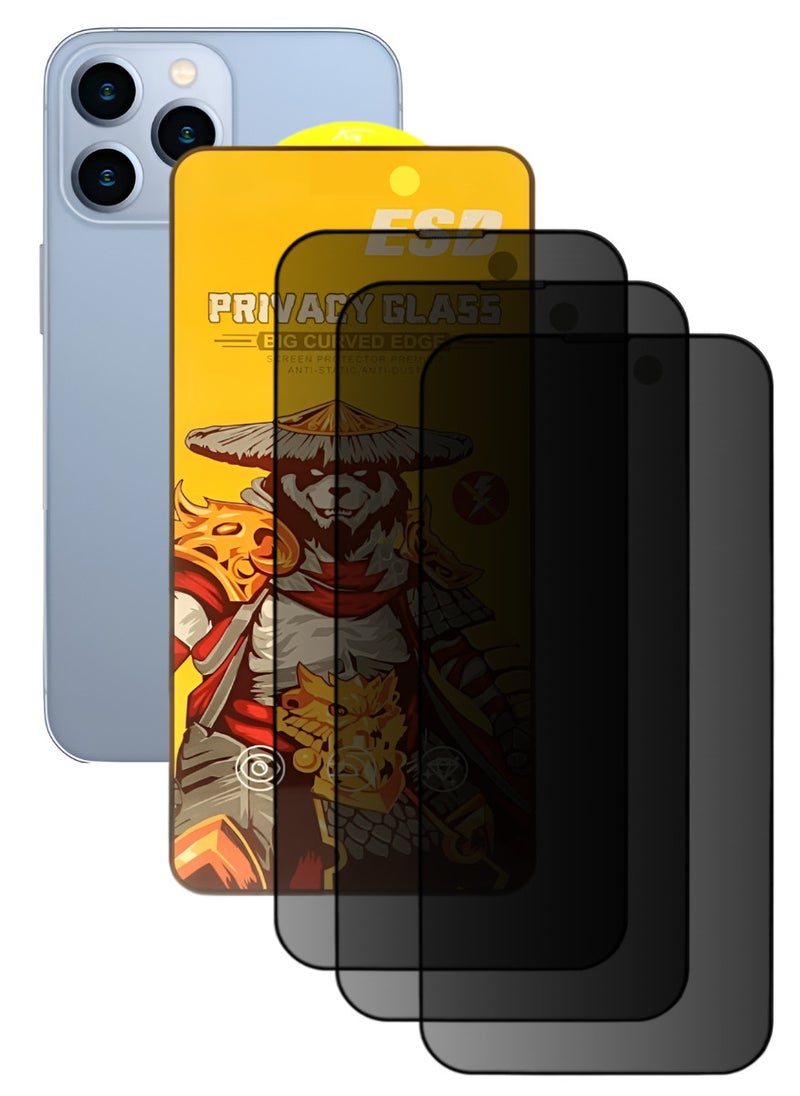 ESD 3 Pieces Tempered Dustproof Privacy Glass Screen Protector Compatible For iPhone 13 Pro Max - Image 1
