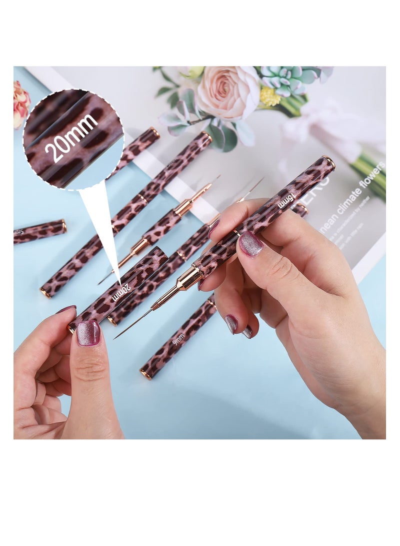 Excefore 5 Pack Double Ended Nail Art Brushes, Nail Art Design Pen Painting Tools, Long Liner Detailing Brush for Nail Art Thin Lines, Sizes 5/7/9/11/14/15/17/20/22/25mm - Image 3