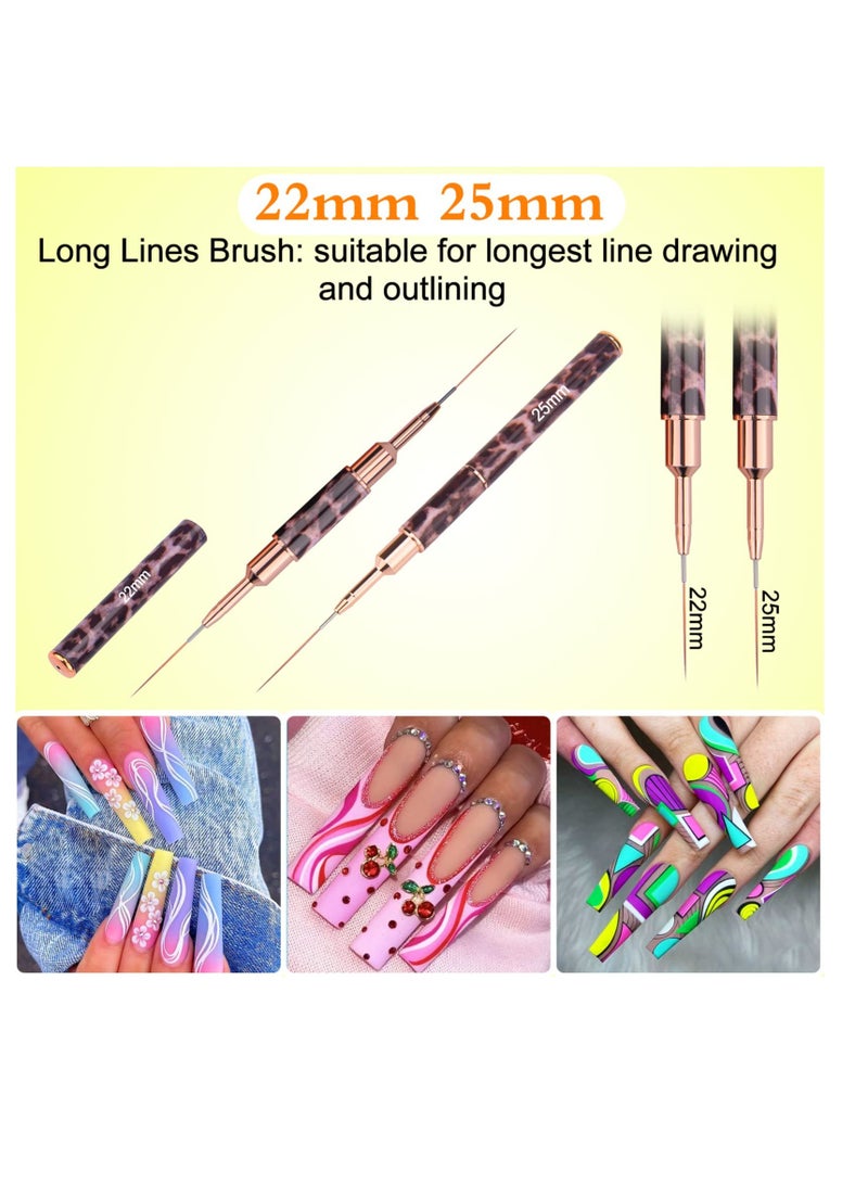Excefore 5 Pack Double Ended Nail Art Brushes, Nail Art Design Pen Painting Tools, Long Liner Detailing Brush for Nail Art Thin Lines, Sizes 5/7/9/11/14/15/17/20/22/25mm - Image 5