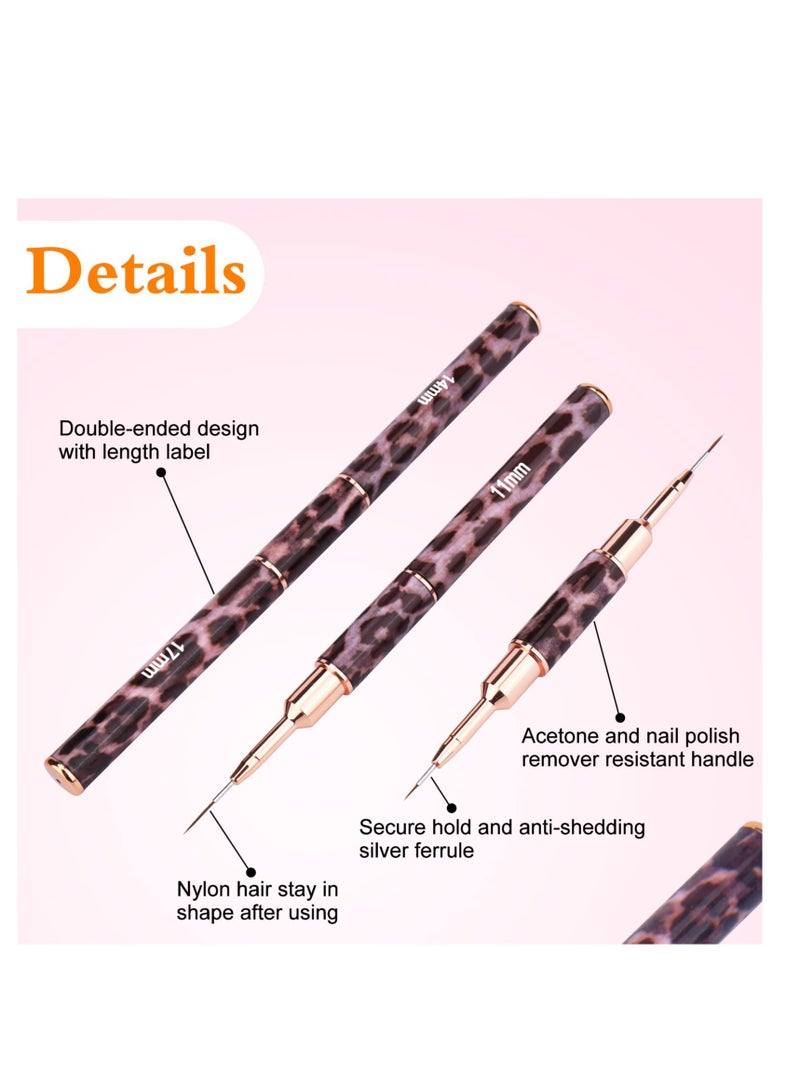 Excefore 5 Pack Double Ended Nail Art Brushes, Nail Art Design Pen Painting Tools, Long Liner Detailing Brush for Nail Art Thin Lines, Sizes 5/7/9/11/14/15/17/20/22/25mm - Image 2