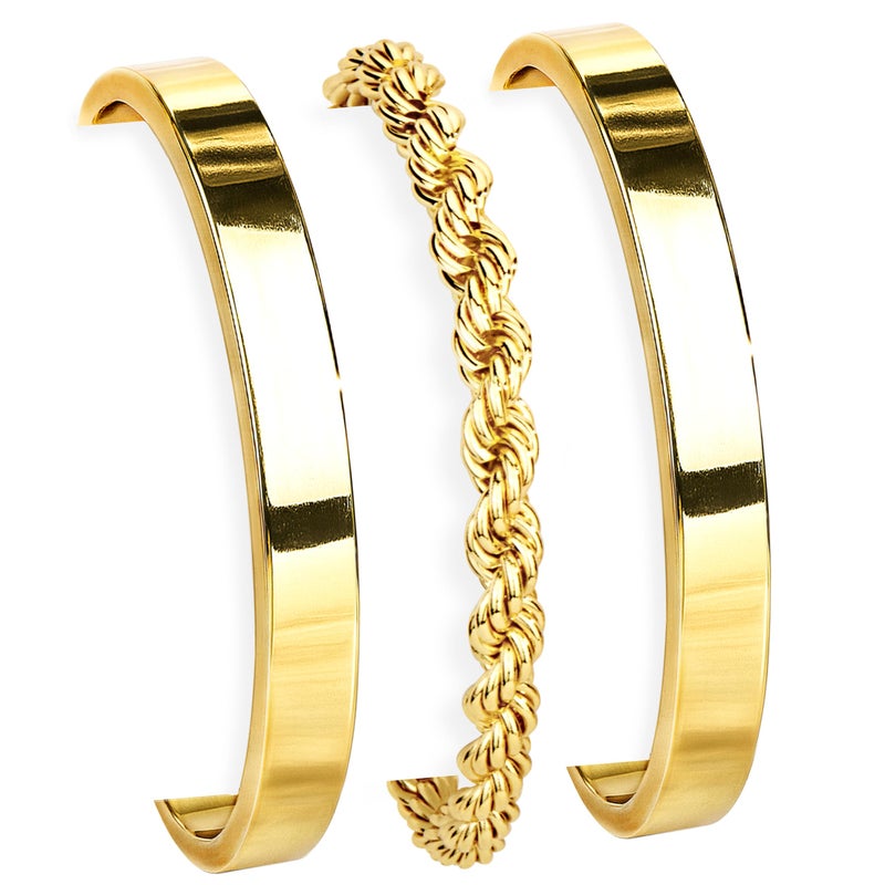 Gokeey Gold Bracelets for Women Non Tarnish Dainty 14K Gold Plated Bangle Cuff Bracelet Stackable Bracelets Set, Layered Rope Link Chain Bracelets Trendy Jewelry Arm Cuff Gifts - Image 1