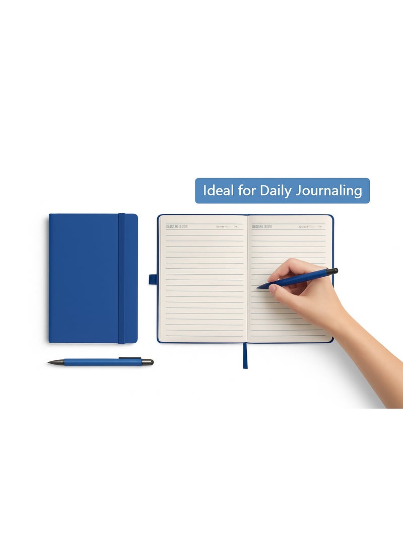 Lined notebook with a soft-touch hard cover and a stylish pen; suitable as a gift; blue color. - Image 2