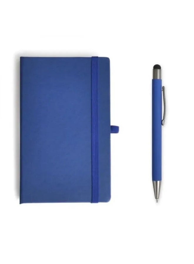 Lined notebook with a soft-touch hard cover and a stylish pen; suitable as a gift; blue color. - Image 3