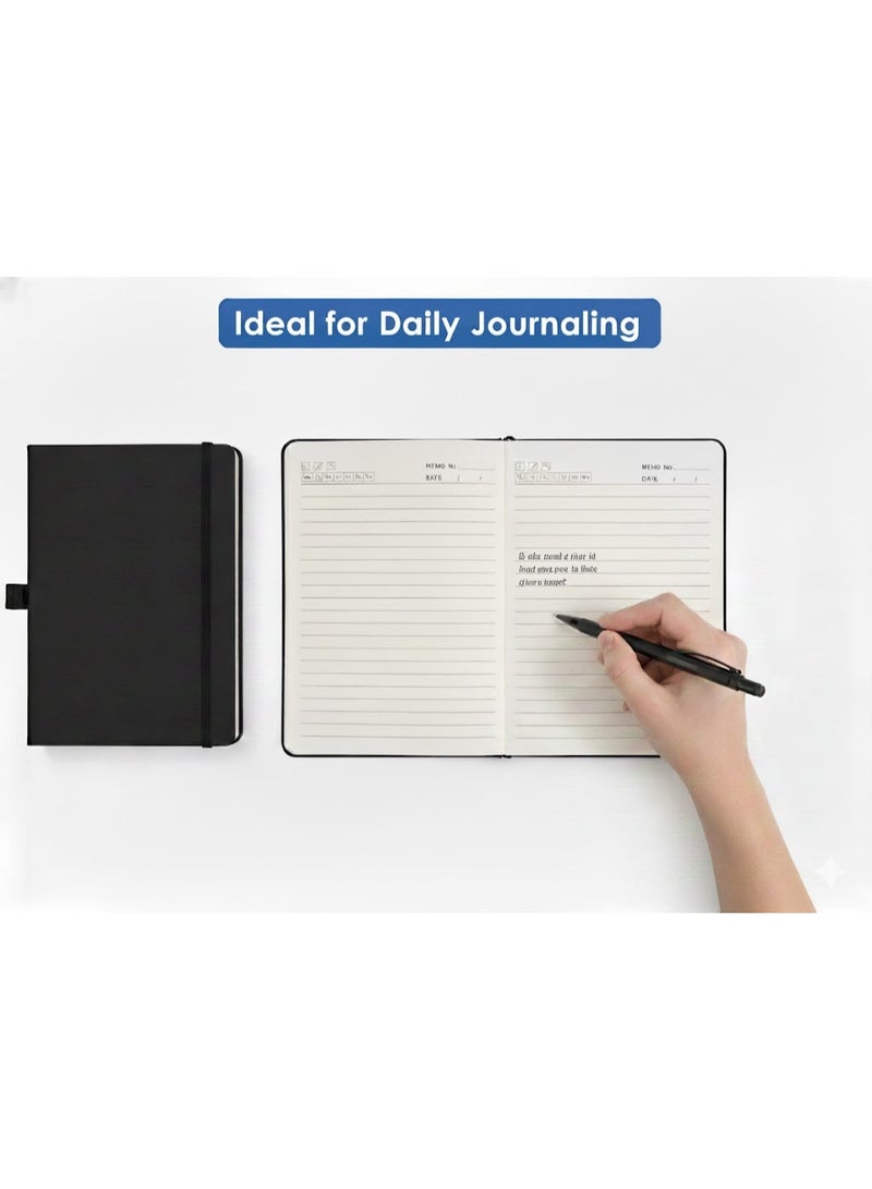 Lined notebook with a soft-touch hard cover and a stylish pen; suitable as a gift; blue color. - Image 4