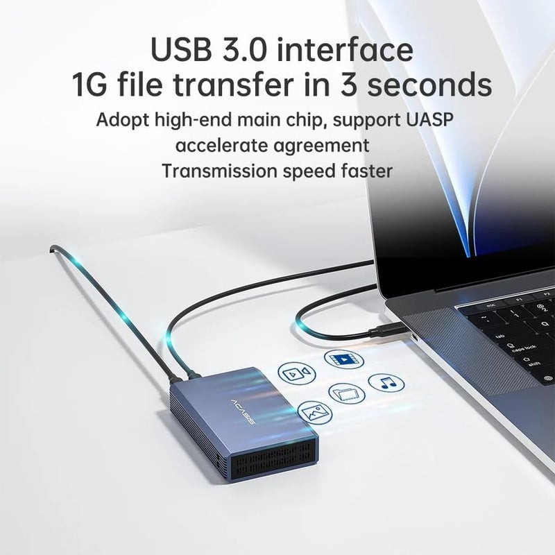 Acasis Dual Bay 2.5 Inch USB-C to SATA HDD SSD RAID Enclosure, USB 3.0, Support RAID 0/1/JBOD/SPAN, Max 5Gbps Under UASP, 2*6TB 12TB Capacity - Image 2