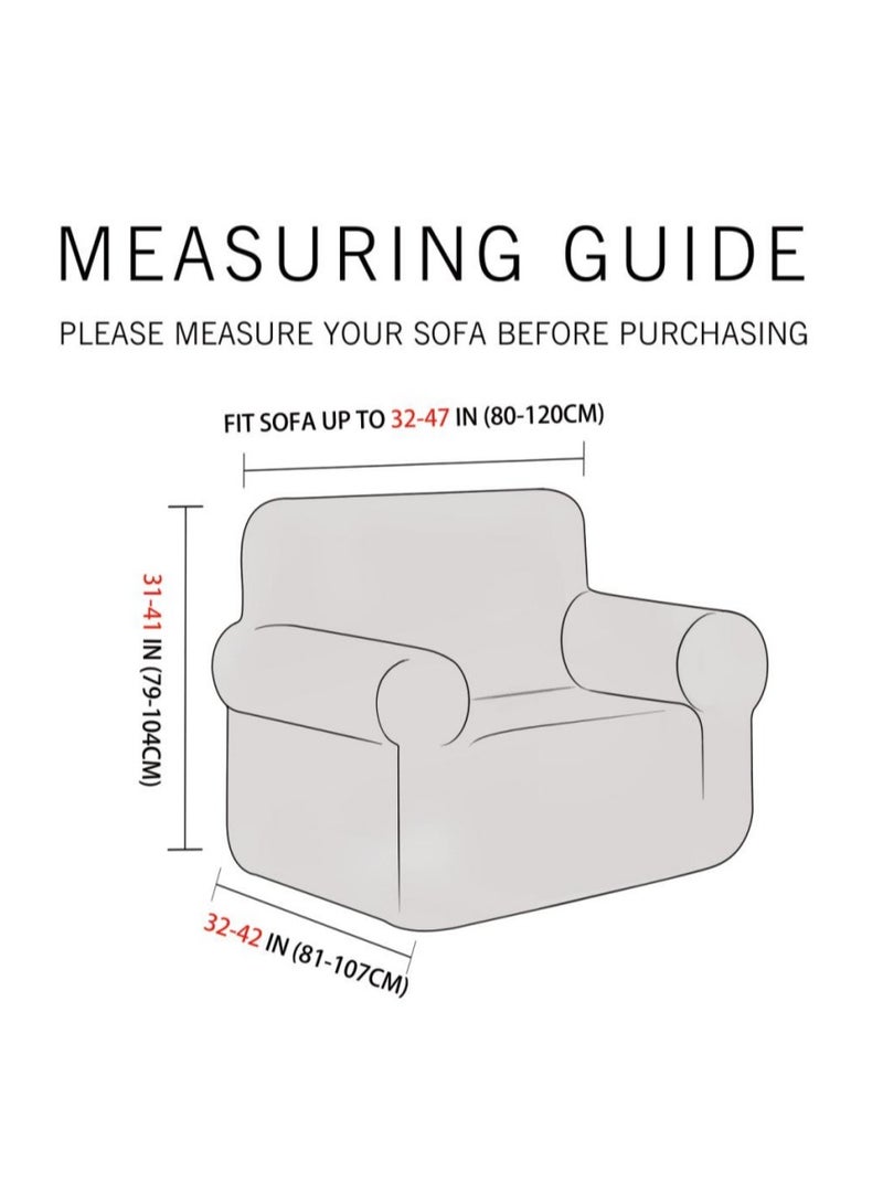 فابينني غطاء أريكة قابل للتمدد بمقعد واحد، غطاء أريكة من القماش الناعم المصقول، تغطية كاملة رائعة لحماية الأثاث، غطاء منزلق، مقعد واحد يناسب الأريكة القياسية والأريكة القابلة للاستلقاء مقاس 80-120 سم أخضر مخضر  - Image 3