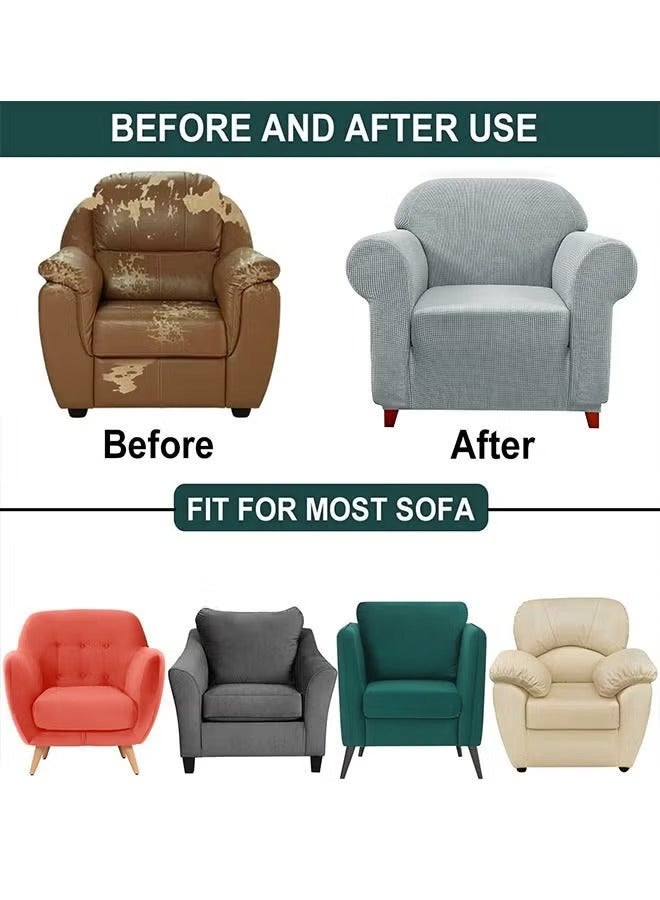 Fabienne Stretch Fit 1 Seater Sofa Cover Soft Brushed Fabric Couch Cover Exquisitely Full Coverage Furniture Protector Slipcover One Seater Fits on Standard and Recliner Sofa 80-120cm Size Teal Green  - Image 5
