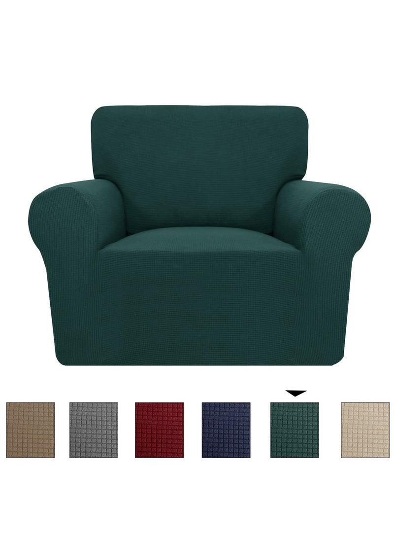 Fabienne Stretch Fit 1 Seater Sofa Cover Soft Brushed Fabric Couch Cover Exquisitely Full Coverage Furniture Protector Slipcover One Seater Fits on Standard and Recliner Sofa 80-120cm Size Teal Green  - Image 4