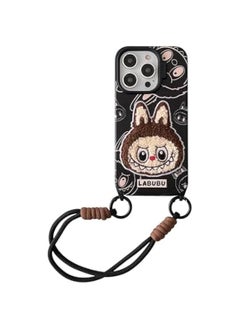 Arabest Cute Cartoon for Phone 12 Case with Hand Strap Phone Case TPU Kawaii Silicone Scratch Resistant Shockproof Kids Girls Women (16pro,Black)  - Image 1
