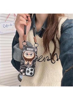 Arabest Cute Cartoon for Phone 12 Case with Hand Strap Phone Case TPU Kawaii Silicone Scratch Resistant Shockproof Kids Girls Women (16pro,Black)  - Image 3