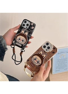 Arabest Cute Cartoon for Phone 12 Case with Hand Strap Phone Case TPU Kawaii Silicone Scratch Resistant Shockproof Kids Girls Women (16pro,Black)  - Image 4