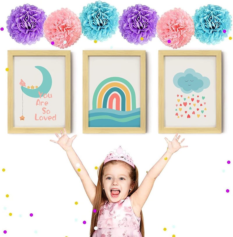 LIYAOLI You Are So Loved Framed Wall Art Decor 3 Panel 12x16 Inch Stars and Moon Nursery Decor Boho Kids room Baby Girl Bedroom Decor for Wall Art Decor - Image 2