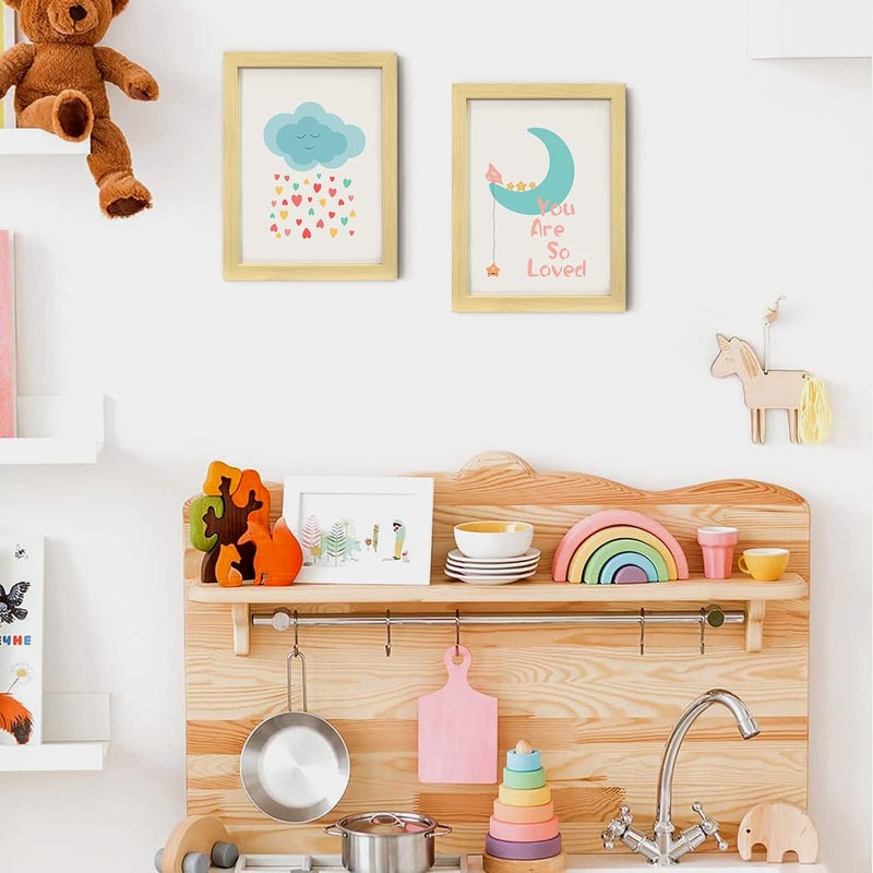 LIYAOLI You Are So Loved Framed Wall Art Decor 3 Panel 12x16 Inch Stars and Moon Nursery Decor Boho Kids room Baby Girl Bedroom Decor for Wall Art Decor - Image 3