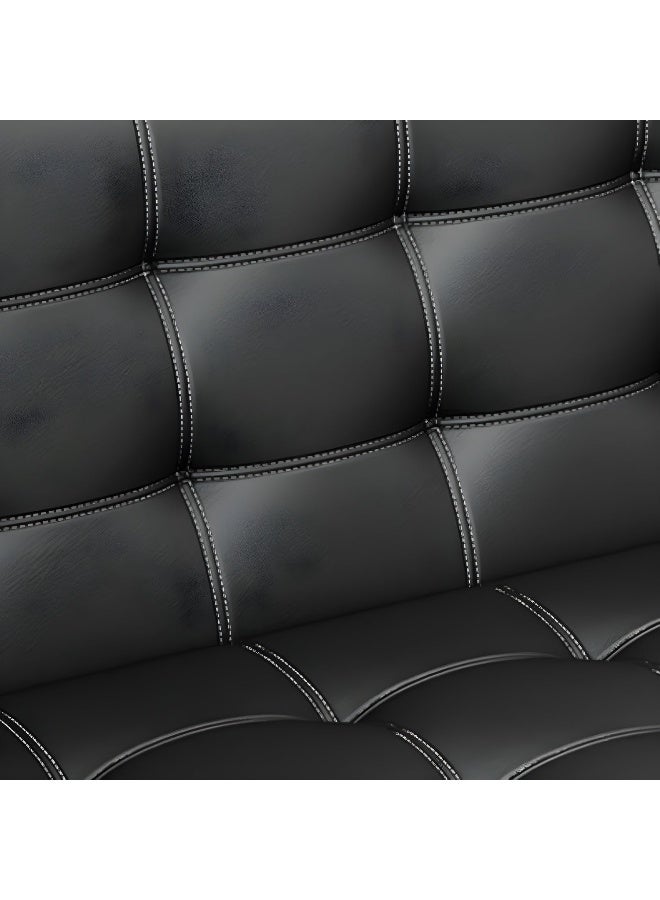 Comfynest أريكة كومفينست الحديثة باللون الأسود من الجلد مع إطار معدني ومقعد من الفوم - Image 3