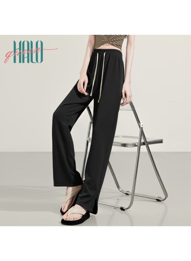 HALOQUEEN Halo Queen Women's Casual Drawstring Wide Leg Pants Spring Autumn Fashion Loose Straight Leg Pants H13qk5970 - Image 1