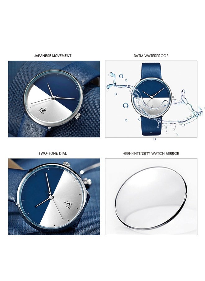 SK SK Couple Watches - Minimalist Quartz Watches with Color Contrast, Waterproof,Two-Pack  - Image 4