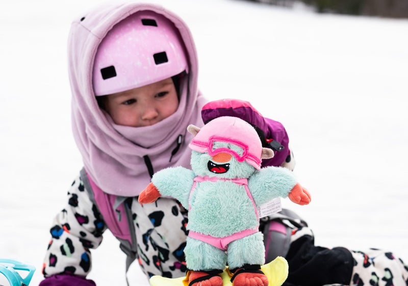 MDXONE Kids Over The Helmet Balaclava Children face mask with Buttons for Pompoms with Elastics (Sold Separately) (Olive) - Image 3