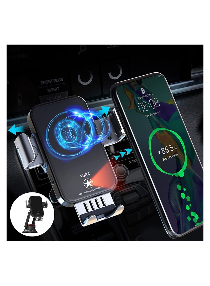 Sahara Pro Smart Wireless Car Charger, Electromagnetic Sense, Qi 15W Professional Quick Charge, Universal Car Phone HolderMount, All Auto Models Compatible, for iPhoneSamsungGoogleXiaomi. - Image 1