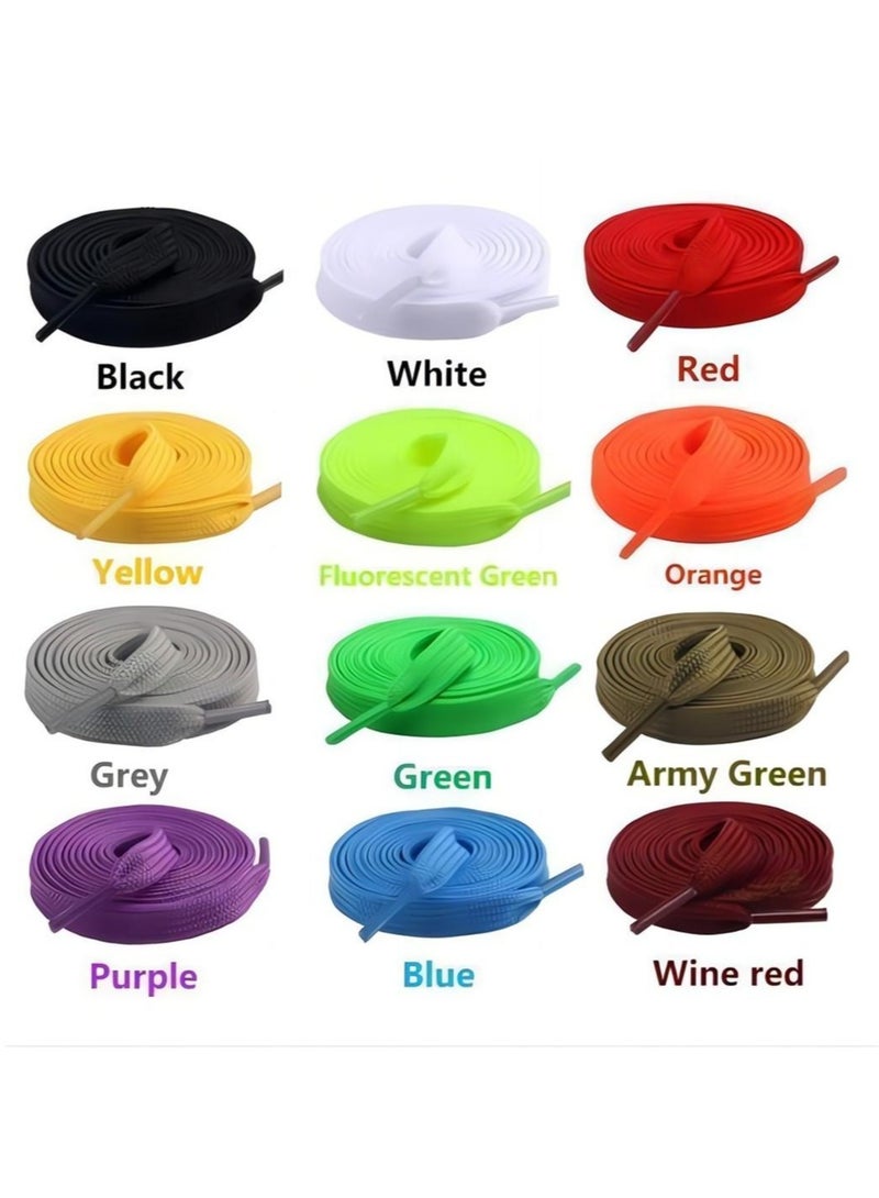 12 زوجا من الأربطة الملونة المسطحة ، والأربطة الملونة المسطحة المصنوعة من البوليستر أحادي الطبقة مقاس 8 مم ، والأربطة الملونة ، والأحذية الرياضية وأحذية التزلج - Image 2