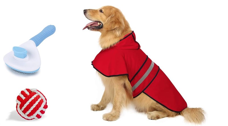 DOGGO BITE Dog Raincoat for Giant Dogs | Waterproof & Windproof Reflective Dog Jacket with Hood | Adjustable Outdoor Rain Wear for Dogs | Pet Coat for Monsoon, Travel & Walks | Length: 30 Inch - Image 1