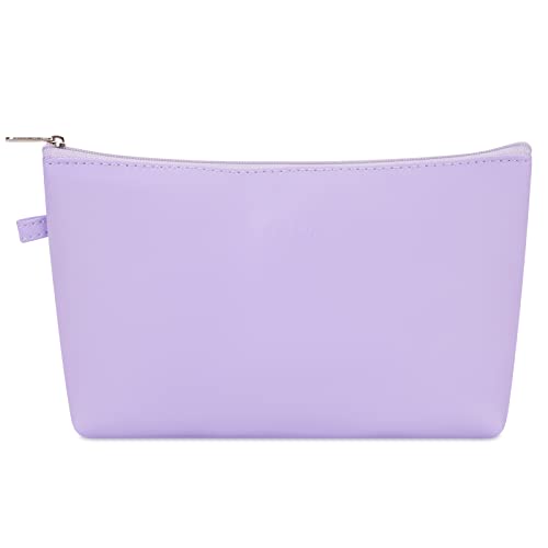WANDF Cosmetic Bag for Women Makeup bag Organizer Mini Makeup Pouch for Purse Water Resistant Leathe Small(M-Purple) - Image 1