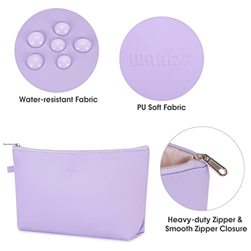 WANDF Cosmetic Bag for Women Makeup bag Organizer Mini Makeup Pouch for Purse Water Resistant Leathe Small(M-Purple) - Image 3