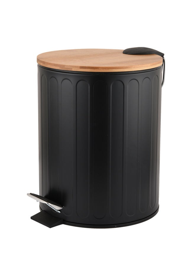 Trash Can With Bamboo Lid 3L Black/Brown