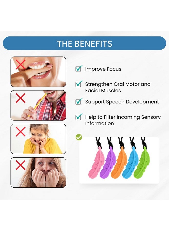Nearbyme Chew Necklace For Sensory Kids, 5 Pack Sensory Oral Motor Aids Silicone Teething Toys For Autistic Chewers, Adhd, Spd, Oral Motor Stimulation Or Special Needs (5Packs)  - Image 3
