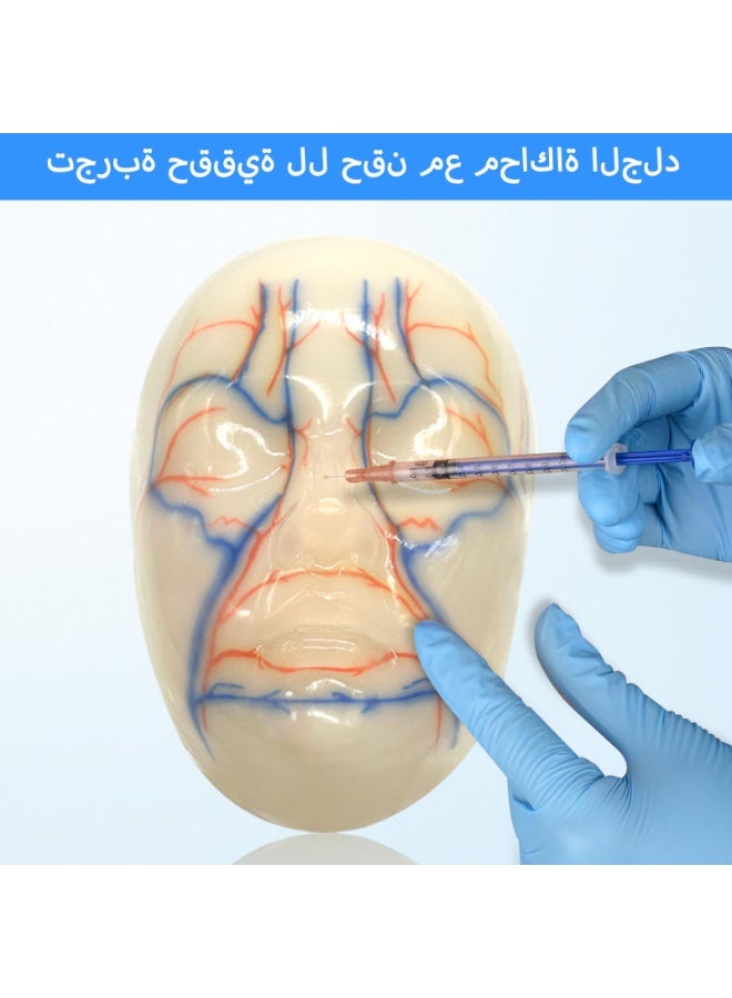 نموذج تدريبي مصغر للوجه لممارسة الحقن والحشو – وجه محاكاة للبشرة مخصص للتدريس والتدريب وتعلم الإجراءات التجميلية وتقنيات الحقن والممارسة الطبية التجميلية - Image 4