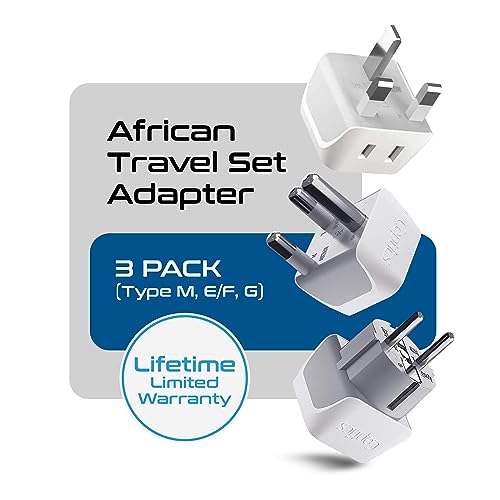 Ceptics African Travel Adapter Set 2 in 1 USA to Africa, S. Africa, Nigeria, Ghana, Uganda (Type M, E/F, Type G) - 3 Pack (Does Not Convert Voltage) - Image 3