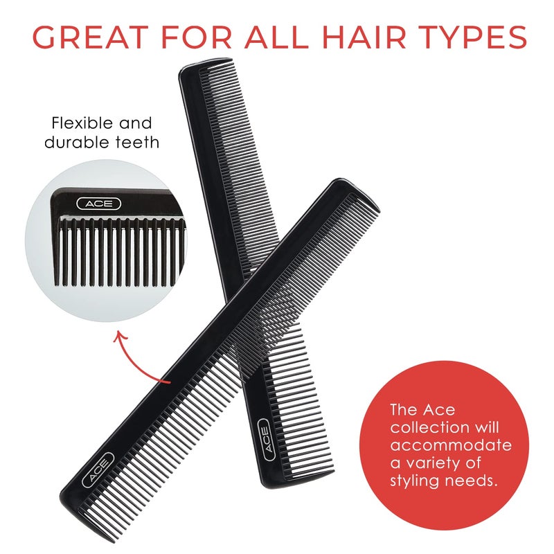 GOODY ACE ACE All Purpose Hair Comb - 7 Inch, Black - Great for All Hair Types - Fine Comb Teeth for Thin to Medium Hair,61286, 1 Count (Pack of 1) - Image 3