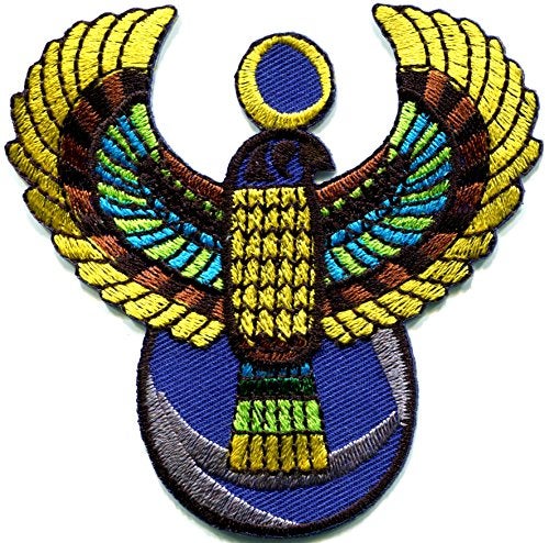 TKPatch Horus Hawk of Heru Egyptian Headdress Headpiece Bird god ankh Embroidered Applique Iron-on Patch G-66 - Image 2