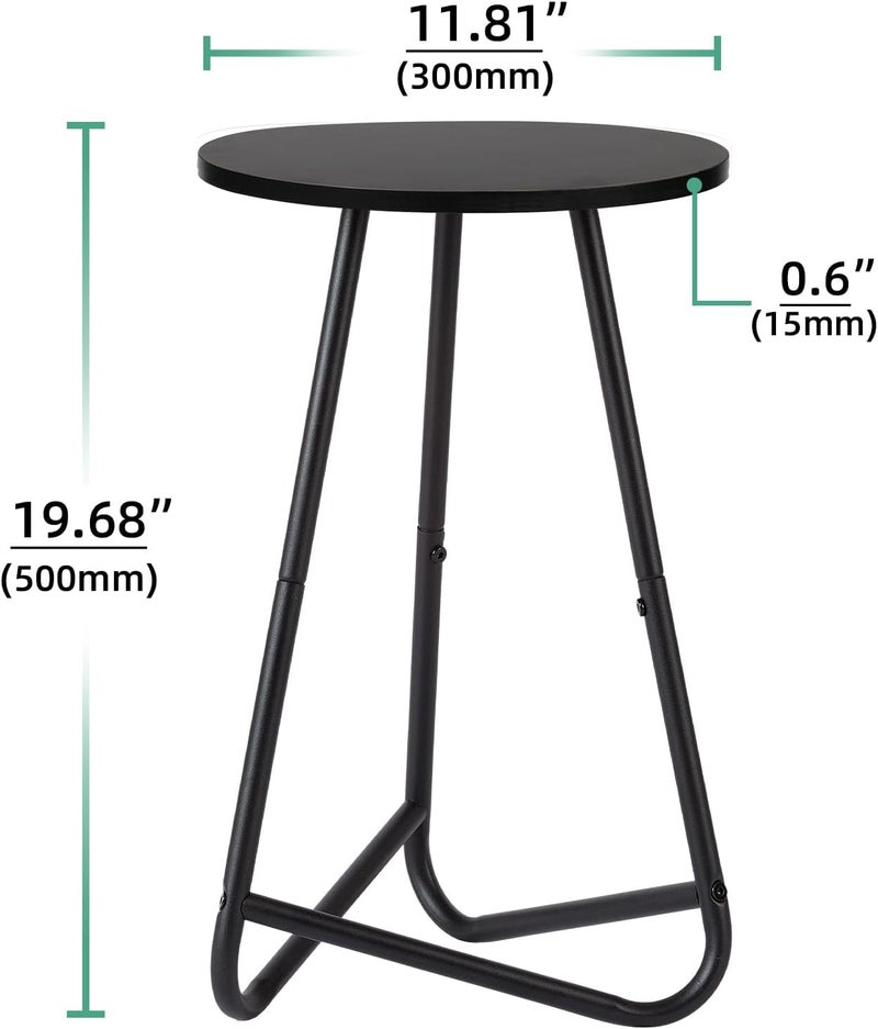 HDANI 50 cm Round Plant Stand, Flower Stand, Set of 2, Plant Shelf Made of Wood and Metal, Modern Shelf for Indoor Plants for Living Room, Balcony and Office, Black - Image 2