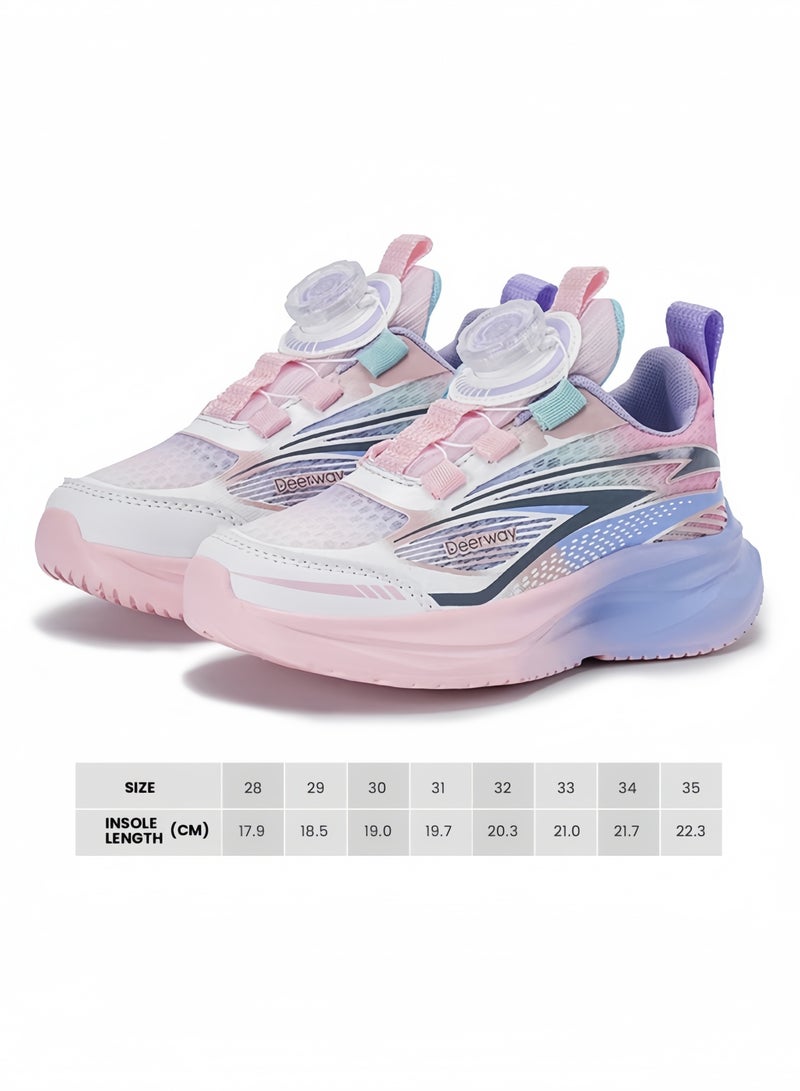 Deerway Kids Turn-Lock Sneakers Girls Boys Cool Running Tennis Shoes Lightweight Breathable Fashion Athletic Sports Pink  - Image 5