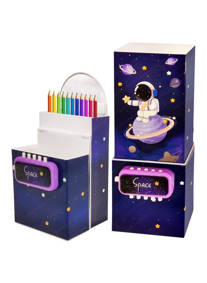 FunBlast Space Pencil Case - Multilayer Pen & Pencil Organizer with Code Lock, Pencil Box for Boys, Kawaii Stationery Holder, Kids Pencil Box, Birthday Return Gift for Kids (Assorted) (B) - Image 1