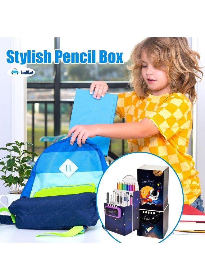 FunBlast Space Pencil Case - Multilayer Pen & Pencil Organizer with Code Lock, Pencil Box for Boys, Kawaii Stationery Holder, Kids Pencil Box, Birthday Return Gift for Kids (Assorted) (B) - Image 5