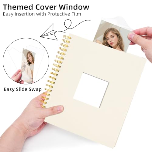 Remowith Photo Album 8x10 20 Pockets (Beige) Linen Cover Scrapbook Album for Kids Artwork, School Pictures Art Portfolio Photo Book - Image 4