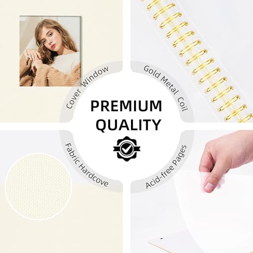 Remowith Photo Album 8x10 20 Pockets (Beige) Linen Cover Scrapbook Album for Kids Artwork, School Pictures Art Portfolio Photo Book - Image 2