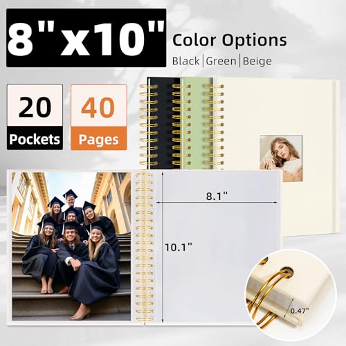Remowith Photo Album 8x10 20 Pockets (Beige) Linen Cover Scrapbook Album for Kids Artwork, School Pictures Art Portfolio Photo Book - Image 3